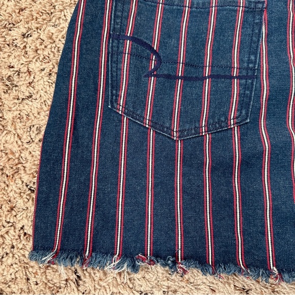 American Eagle Hi-Rise Mini‎ Super Stretch Blue Striped Denim Skirt Size 12 - Picture 13 of 16